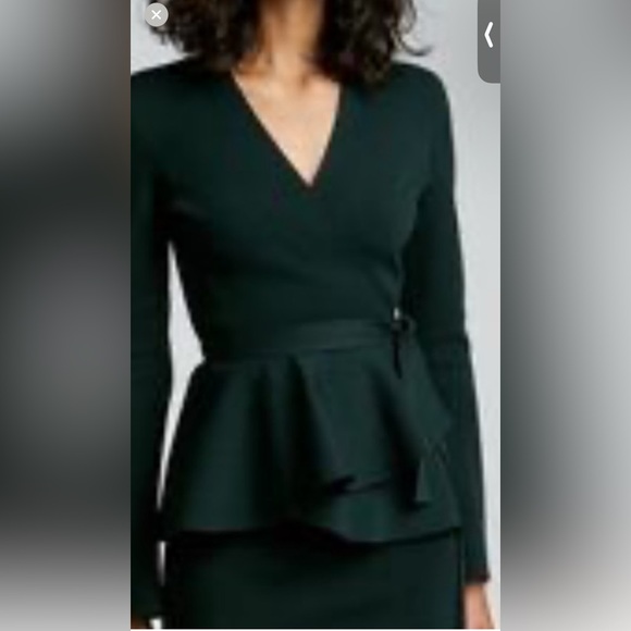 Scanlan Theodore Dresses & Skirts - Scanlan Theodore Green Long Sleeve Wrap peplum jacket top small and skirt in XS